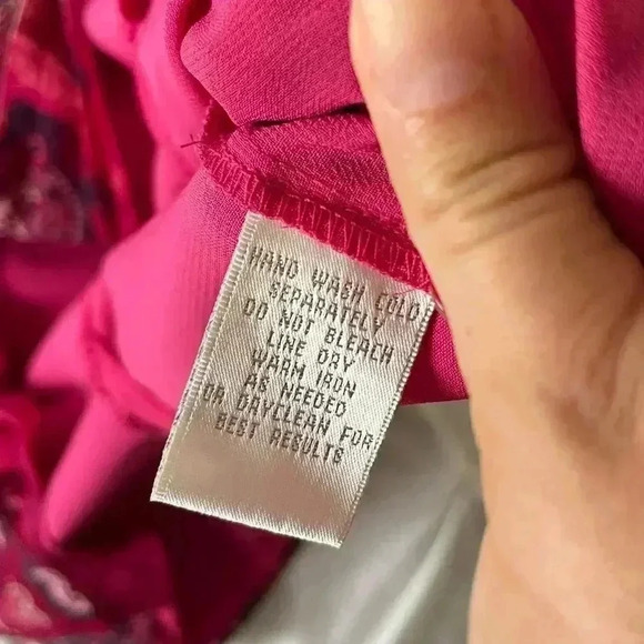 Vintage Worthington 100% Silk Pink Paisley Print Sleeveless Fitted Blouse SIZE12 - Picture 7 of 7